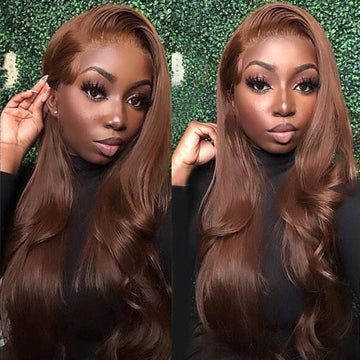 Aliannabelle #4 Dark Brown Chocolate Colored Wig 13x4 Human Hair Wigs Body Wave Wigs